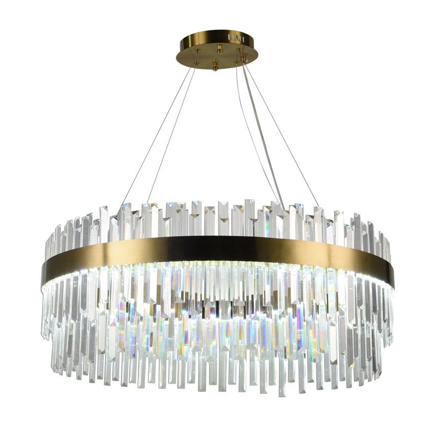 LED Димируем кристален полилей на връв LED/110W/230V 3000-6500K златист + дистанционно управление