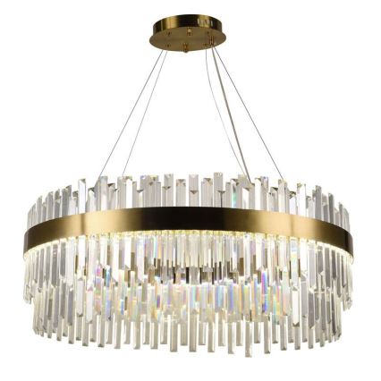 LED Димируем кристален полилей на връв LED/110W/230V 3000-6500K златист + дистанционно управление