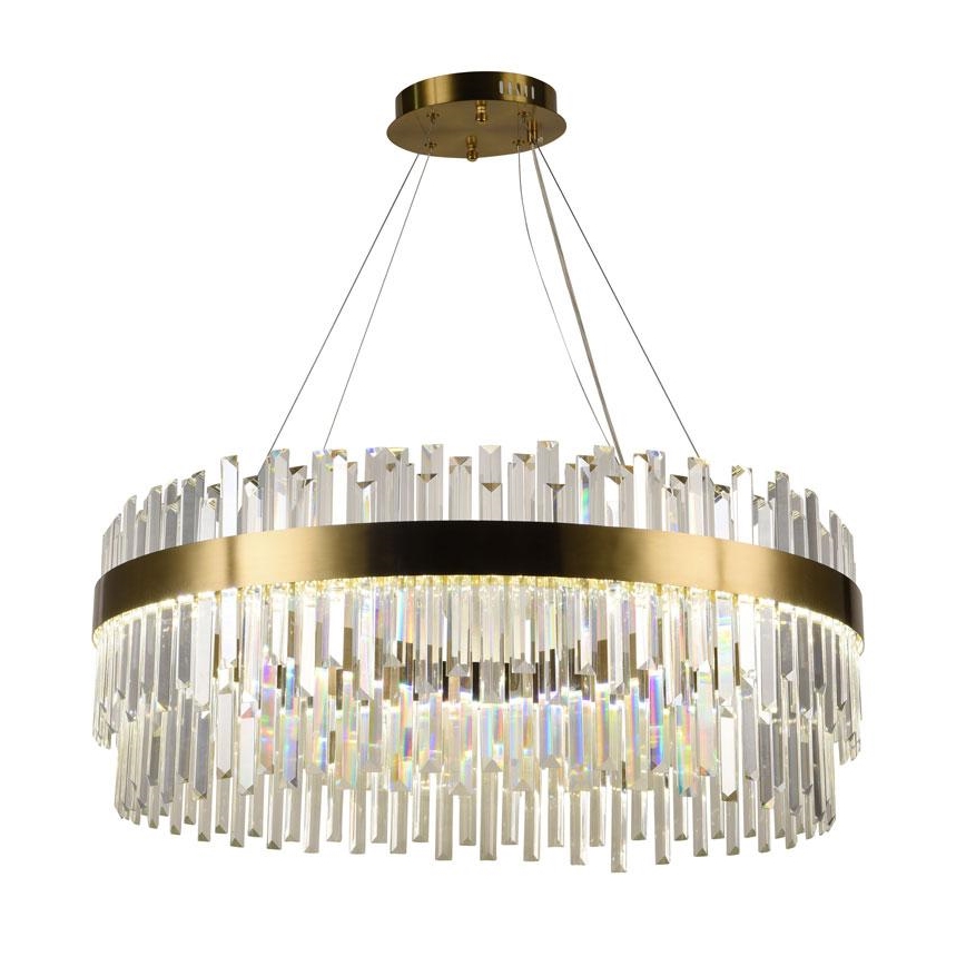 LED Димируем кристален полилей на връв LED/110W/230V 3000-6500K златист + дистанционно управление