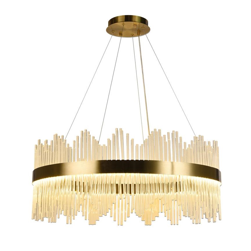 LED Димируем кристален полилей на връв LED/110W/230V 3000-6500K златист + дистанционно управление