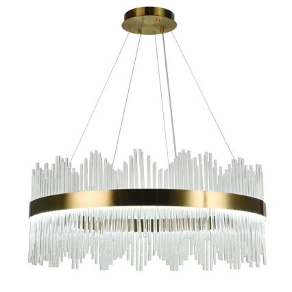 LED Димируем кристален полилей на връв LED/110W/230V 3000-6500K златист + дистанционно управление