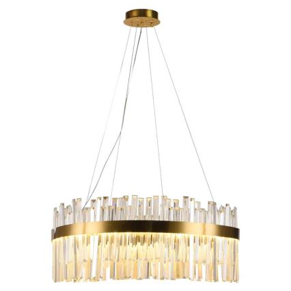 LED Димируем кристален полилей на връв LED/110W/230V 3000-6500K златист + дистанционно управление