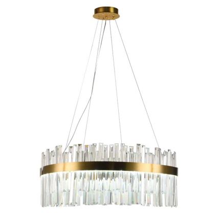 LED Димируем кристален полилей на връв LED/110W/230V 3000-6500K златист + дистанционно управление