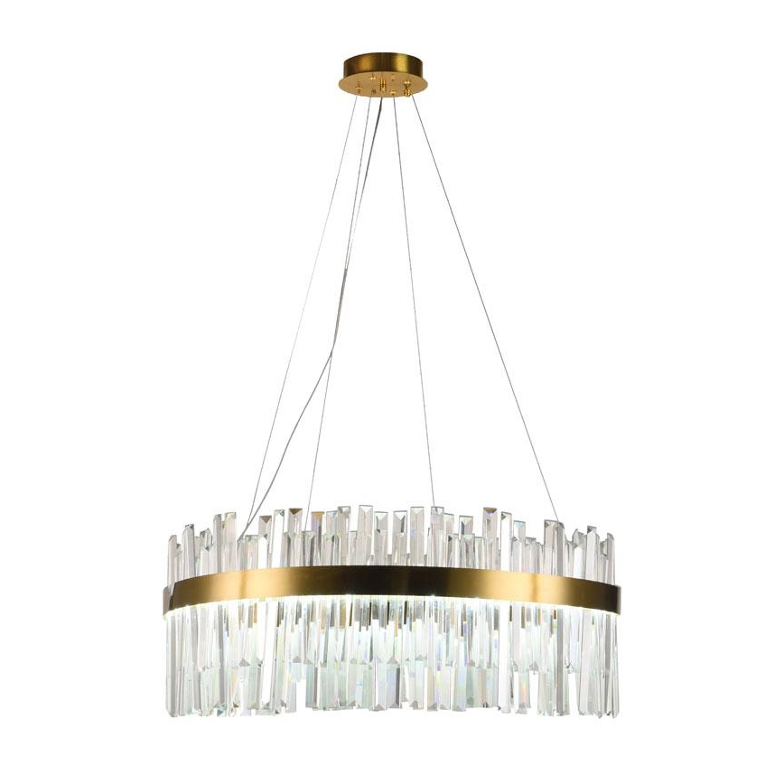LED Димируем кристален полилей на връв LED/110W/230V 3000-6500K златист + дистанционно управление