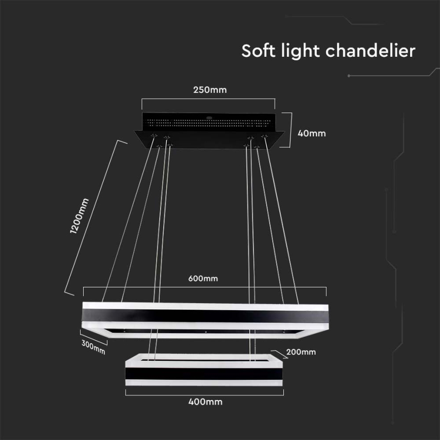 LED Димируем пендел LED/113W/230V 3000K черен