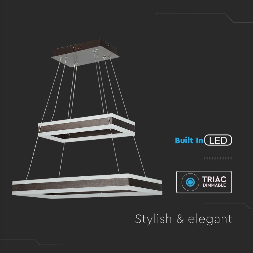 LED Димируем пендел LED/113W/230V 3000K кафяв