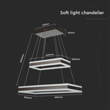 LED Димируем пендел LED/113W/230V 3000K кафяв