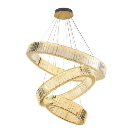 LED Димируем кристален полилей на връв LED/115W/230V 3000-6500K хром/златист + дистанционно управление