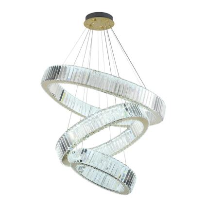 LED Димируем кристален полилей на връв LED/115W/230V 3000-6500K хром/златист + дистанционно управление