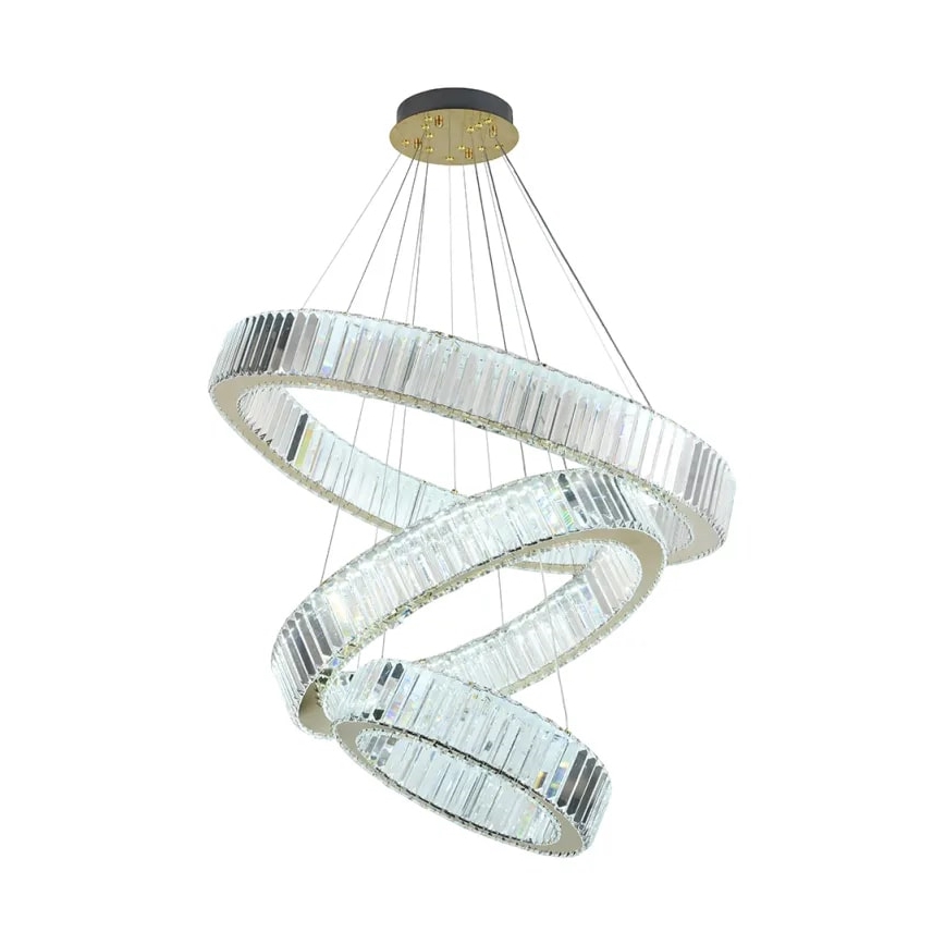 LED Димируем кристален полилей на връв LED/115W/230V 3000-6500K хром/златист + дистанционно управление