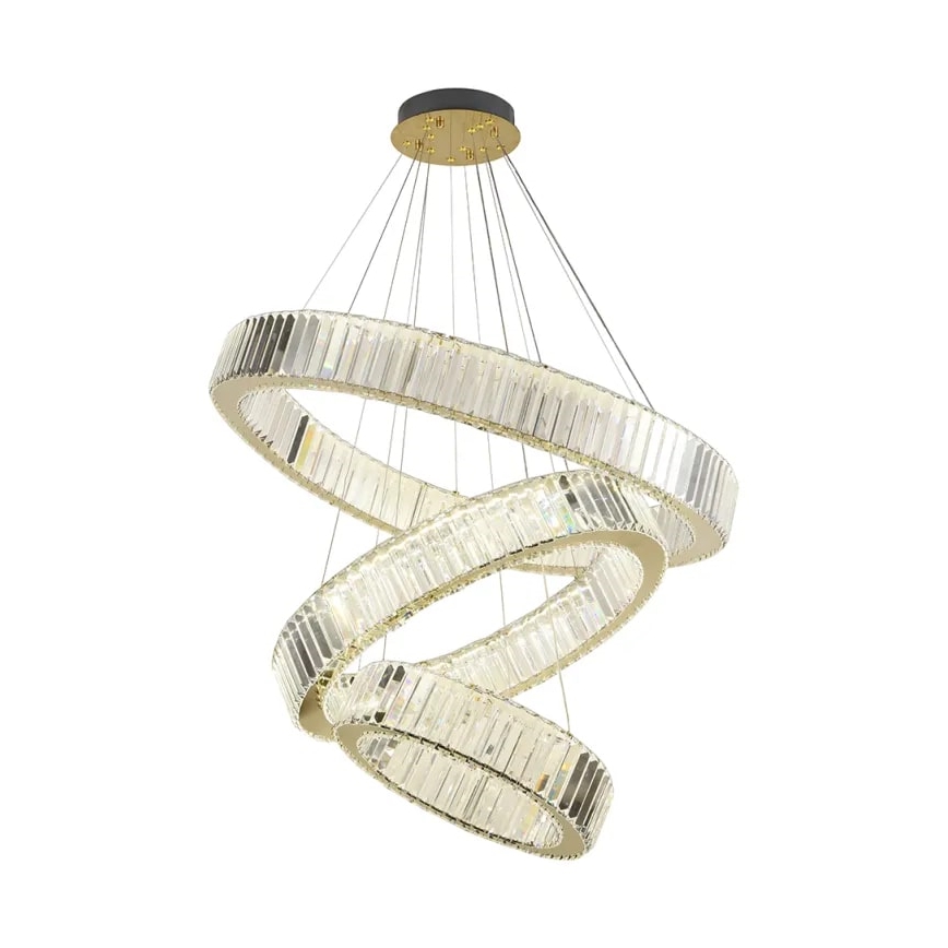 LED Димируем кристален полилей на връв LED/115W/230V 3000-6500K хром/златист + дистанционно управление
