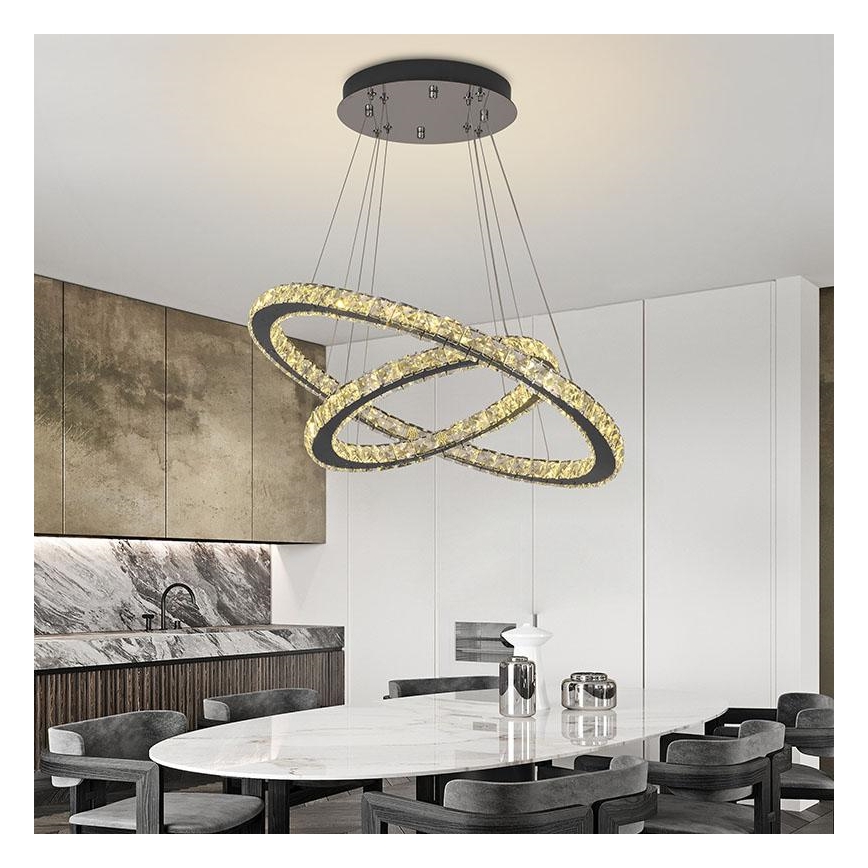 LED Димируем кристален полилей на връв LED/115W/230V 3000-6500K сребрист + дистанционно управление