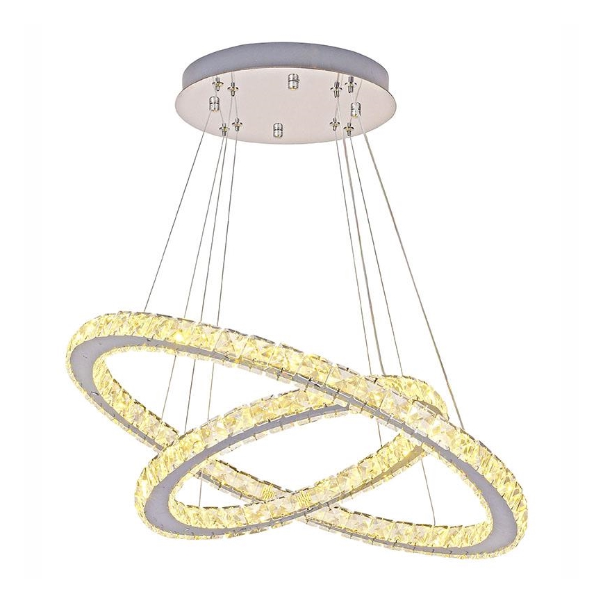 LED Димируем кристален полилей на връв LED/115W/230V 3000-6500K сребрист + дистанционно управление