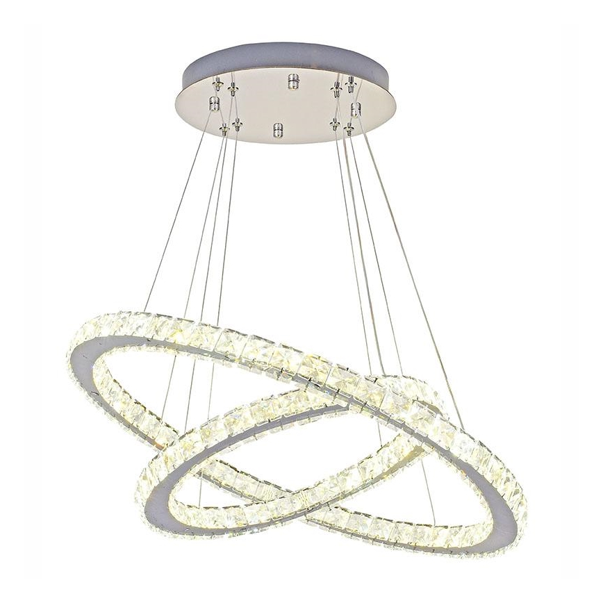 LED Димируем кристален полилей на връв LED/115W/230V 3000-6500K сребрист + дистанционно управление