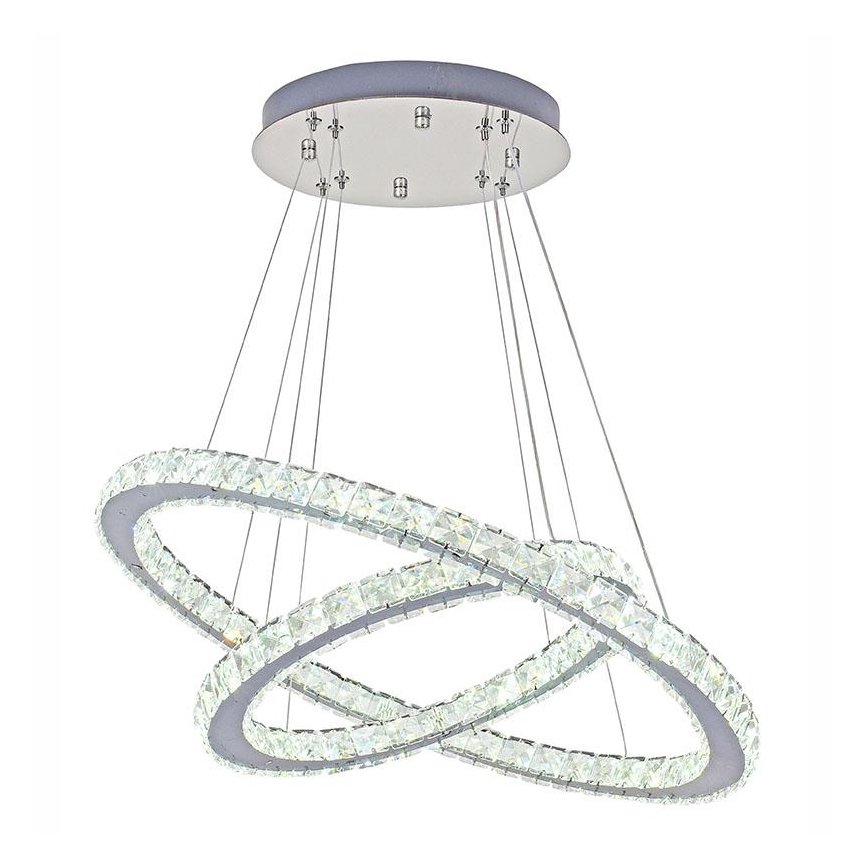 LED Димируем кристален полилей на връв LED/115W/230V 3000-6500K сребрист + дистанционно управление