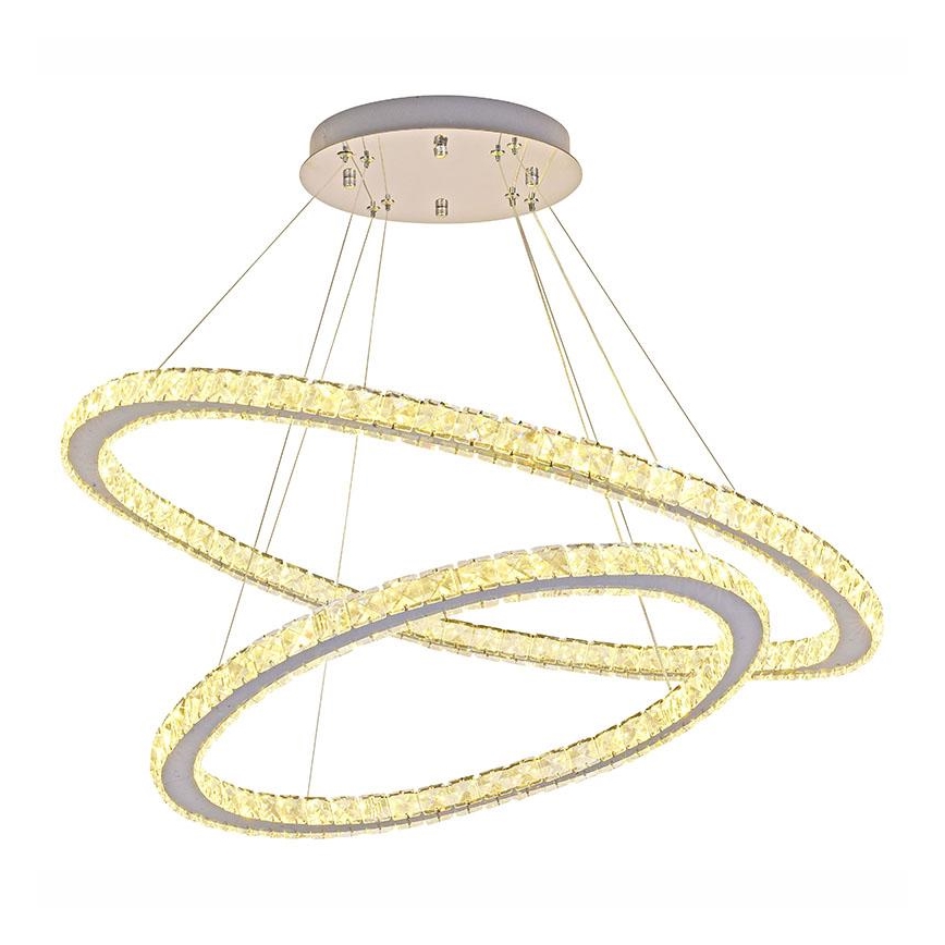 LED Димируем кристален полилей на връв LED/160W/230V 3000-6500K сребрист + дистанционно управление