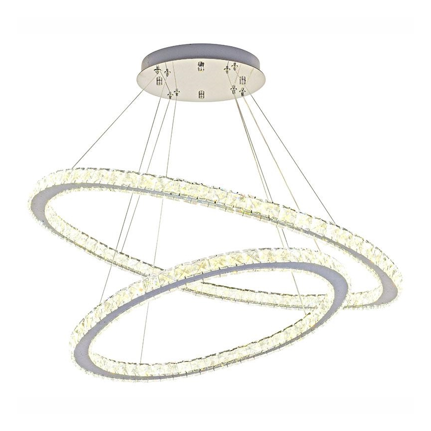 LED Димируем кристален полилей на връв LED/160W/230V 3000-6500K сребрист + дистанционно управление