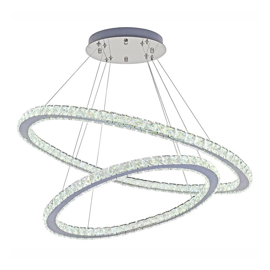 LED Димируем кристален полилей на връв LED/160W/230V 3000-6500K сребрист + дистанционно управление