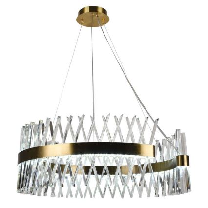 LED Димируем кристален полилей на връв LED/175W/230V 3000-6500K златист + дистанционно управление