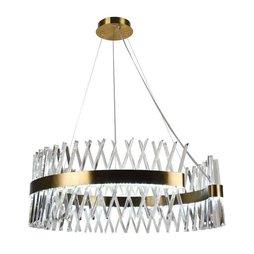 LED Димируем кристален полилей на връв LED/175W/230V 3000-6500K златист + дистанционно управление