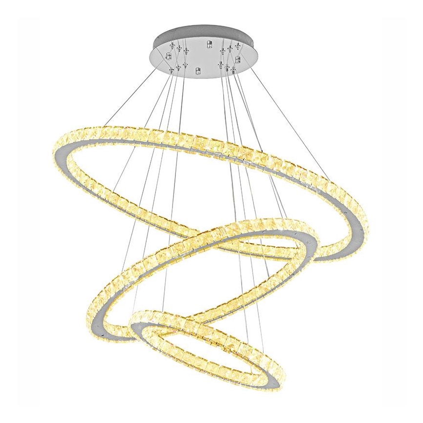 LED Димируем кристален полилей на връв LED/210W/230V 3000-6500K сребрист + дистанционно управление
