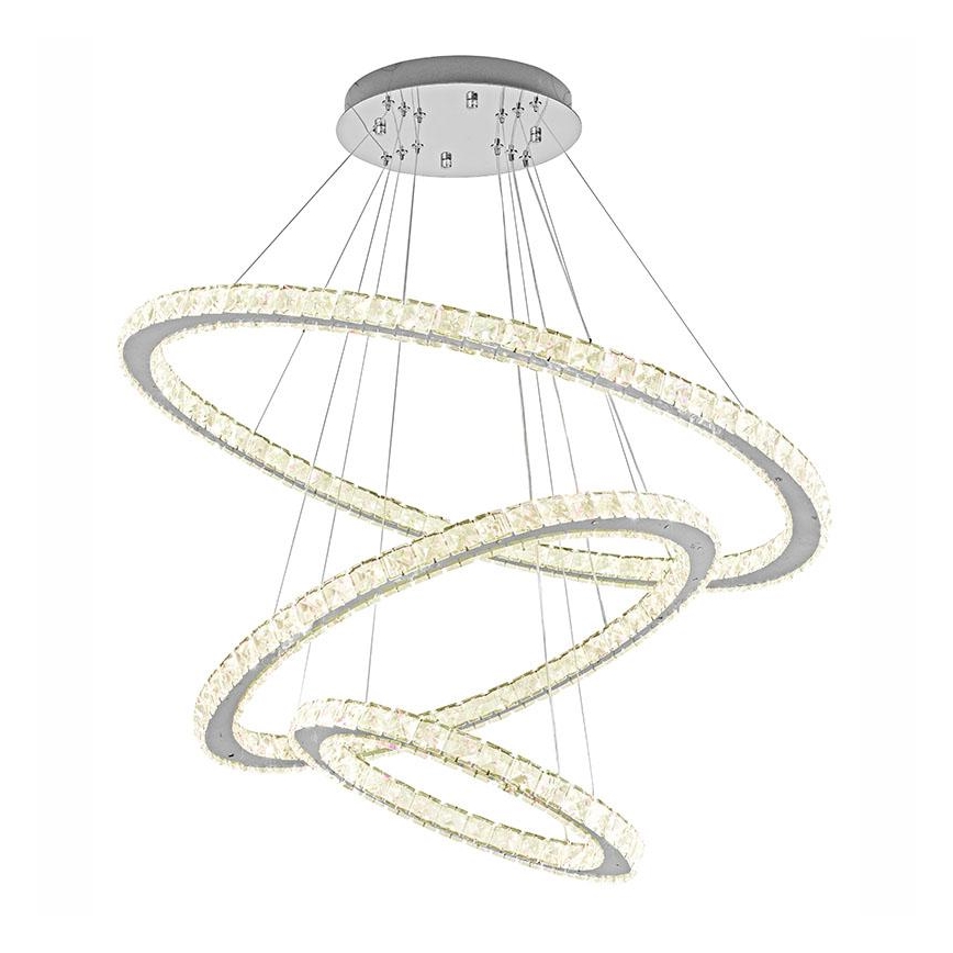 LED Димируем кристален полилей на връв LED/210W/230V 3000-6500K сребрист + дистанционно управление