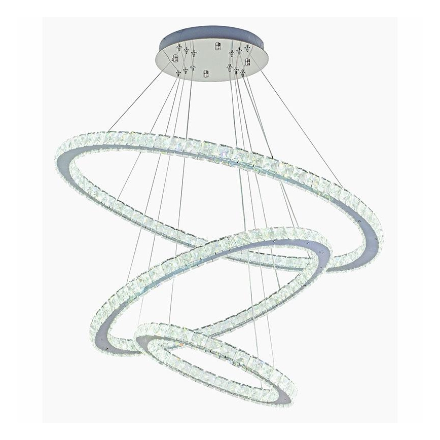 LED Димируем кристален полилей на връв LED/210W/230V 3000-6500K сребрист + дистанционно управление