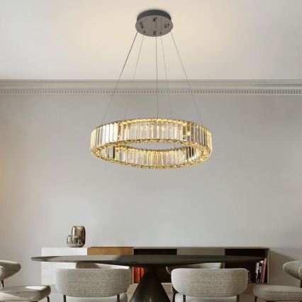 LED Димируем кристален полилей на нишка LED/40W/230V 3000-6500K лъскав хром + дистанционно управление