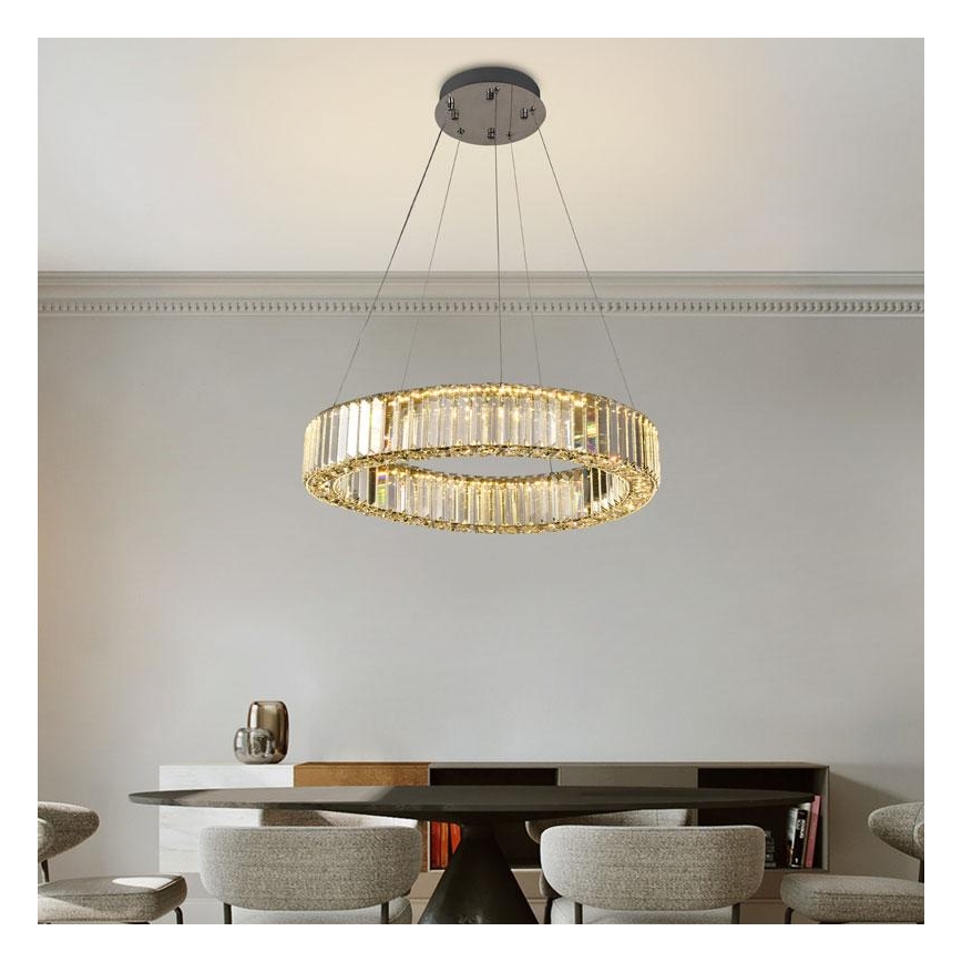 LED Димируем кристален полилей на нишка LED/40W/230V 3000-6500K лъскав хром + дистанционно управление