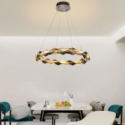 LED Димируем кристален полилей на нишка LED/40W/230V 3000-6500K лъскав хром + дистанционно управление