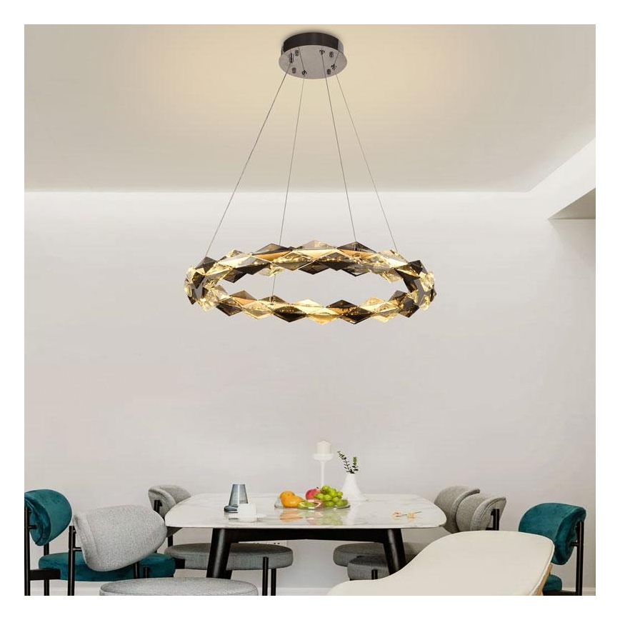 LED Димируем кристален полилей на нишка LED/40W/230V 3000-6500K лъскав хром + дистанционно управление