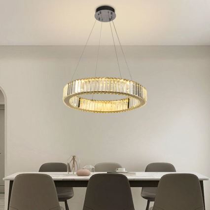 LED Димируем кристален полилей на нишка LED/40W/230V 3000-6500K лъскав хром + дистанционно управление