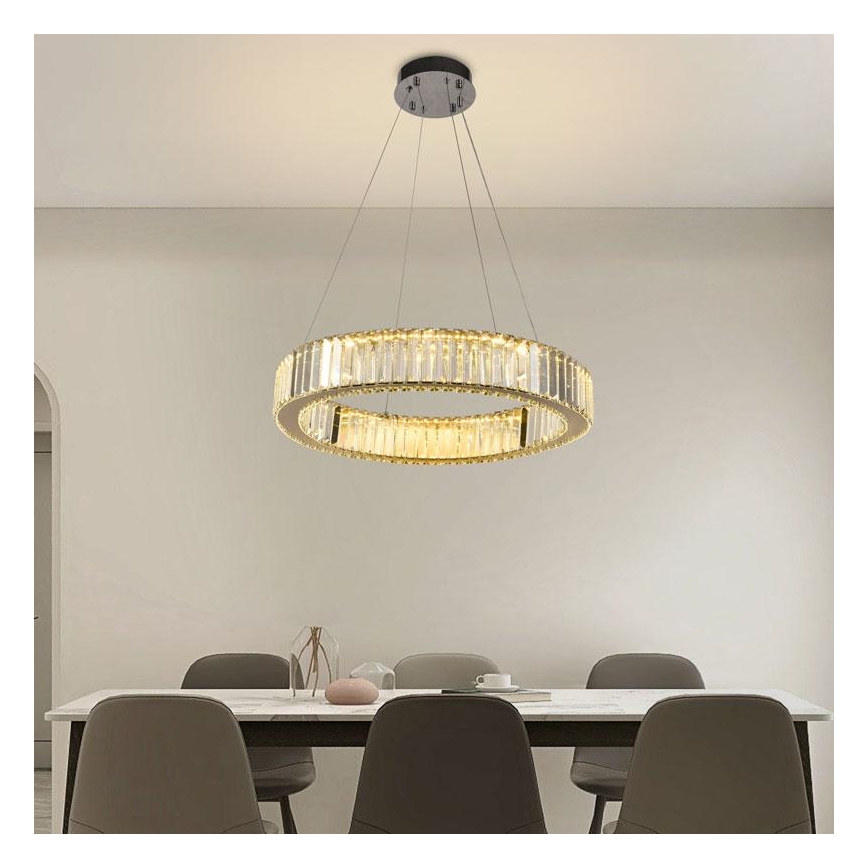 LED Димируем кристален полилей на нишка LED/40W/230V 3000-6500K лъскав хром + дистанционно управление