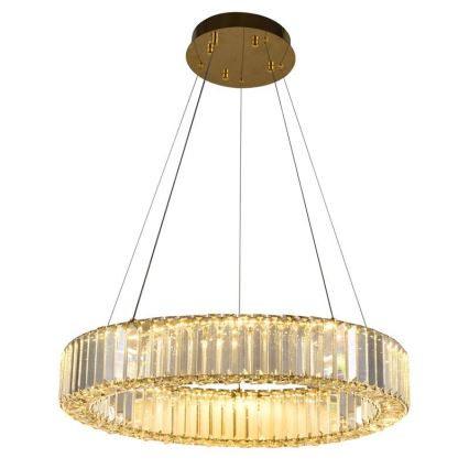 LED Димируем кристален полилей на връв LED/40W/230V 3000-6500K хром/златист + дистанционно управление