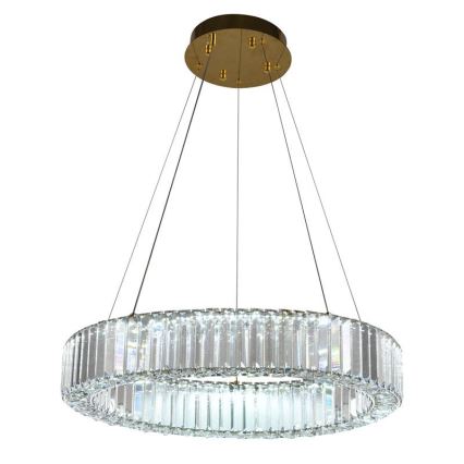 LED Димируем кристален полилей на връв LED/40W/230V 3000-6500K хром/златист + дистанционно управление