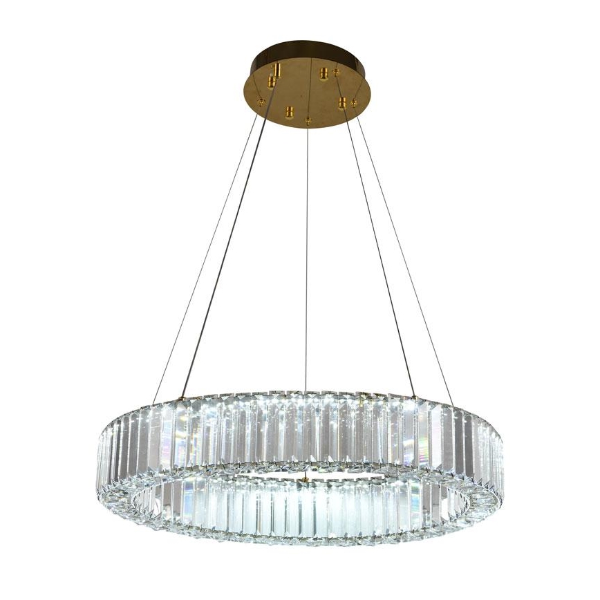 LED Димируем кристален полилей на връв LED/40W/230V 3000-6500K хром/златист + дистанционно управление