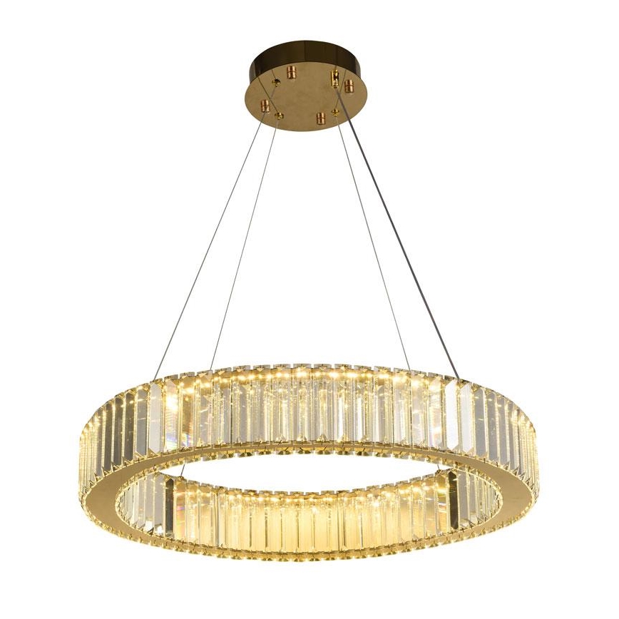 LED Димируем кристален полилей на връв LED/40W/230V 3000-6500K хром/златист + дистанционно управление