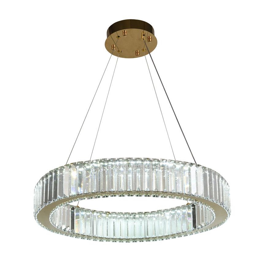 LED Димируем кристален полилей на връв LED/40W/230V 3000-6500K хром/златист + дистанционно управление