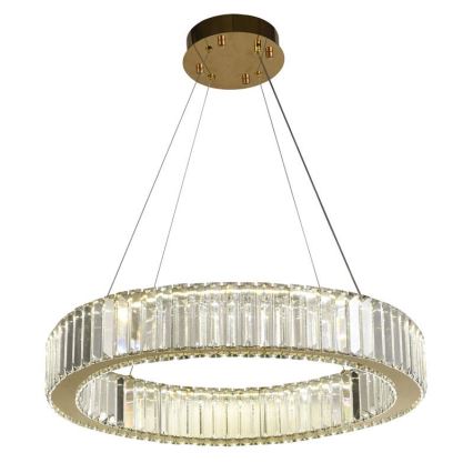 LED Димируем кристален полилей на връв LED/40W/230V 3000-6500K хром/златист + дистанционно управление