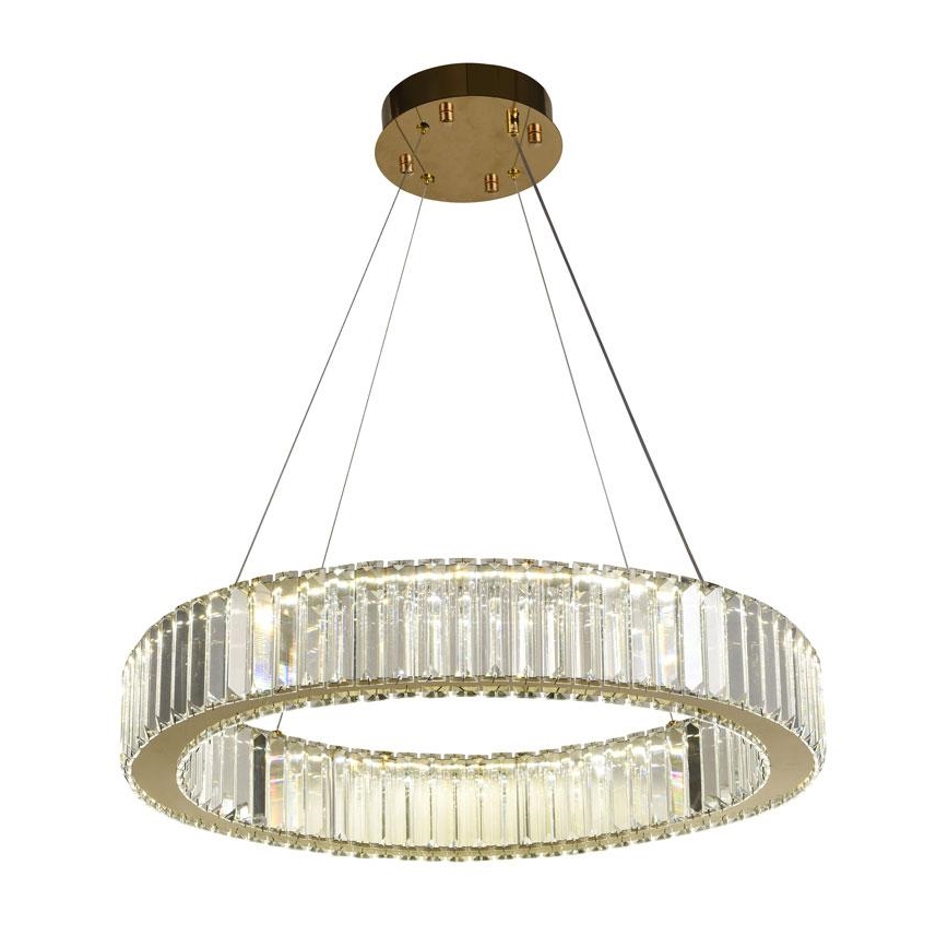 LED Димируем кристален полилей на връв LED/40W/230V 3000-6500K хром/златист + дистанционно управление