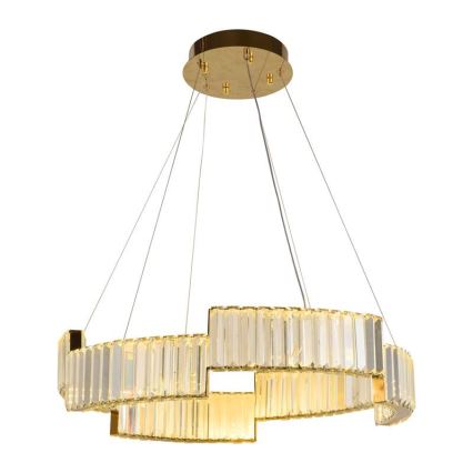 LED Димируем кристален полилей на връв LED/40W/230V 3000-6500K златист + дистанционно управление