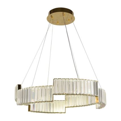 LED Димируем кристален полилей на връв LED/40W/230V 3000-6500K златист + дистанционно управление