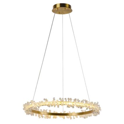 LED Димируем кристален полилей на връв LED/40W/230V 3000-6500K златист + дистанционно управление