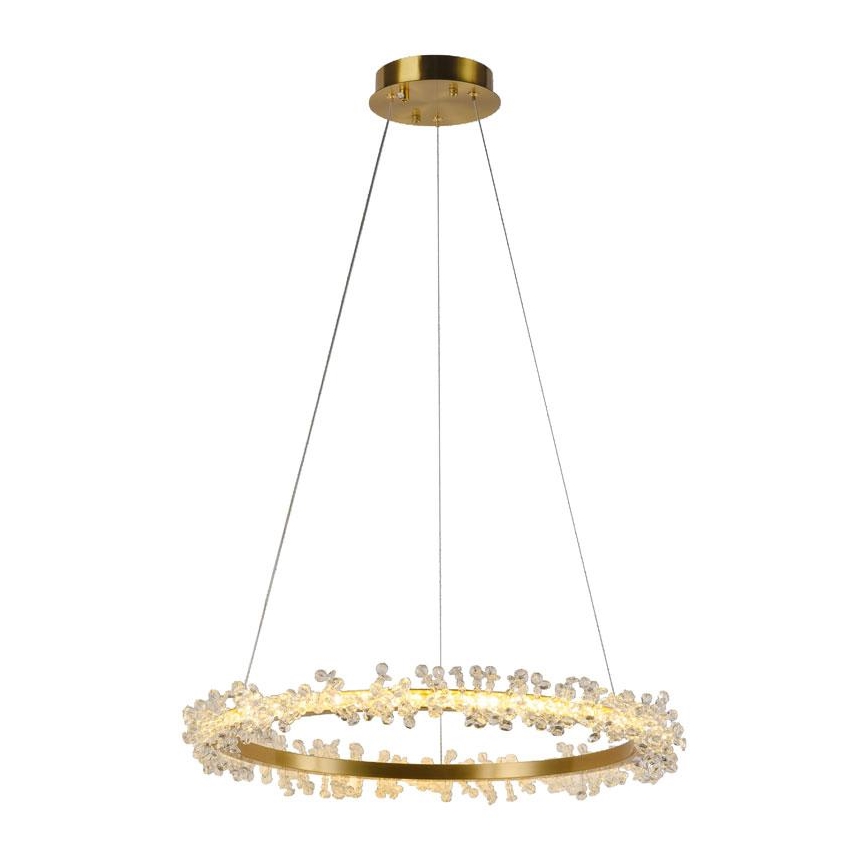 LED Димируем кристален полилей на връв LED/40W/230V 3000-6500K златист + дистанционно управление