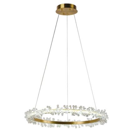 LED Димируем кристален полилей на връв LED/40W/230V 3000-6500K златист + дистанционно управление