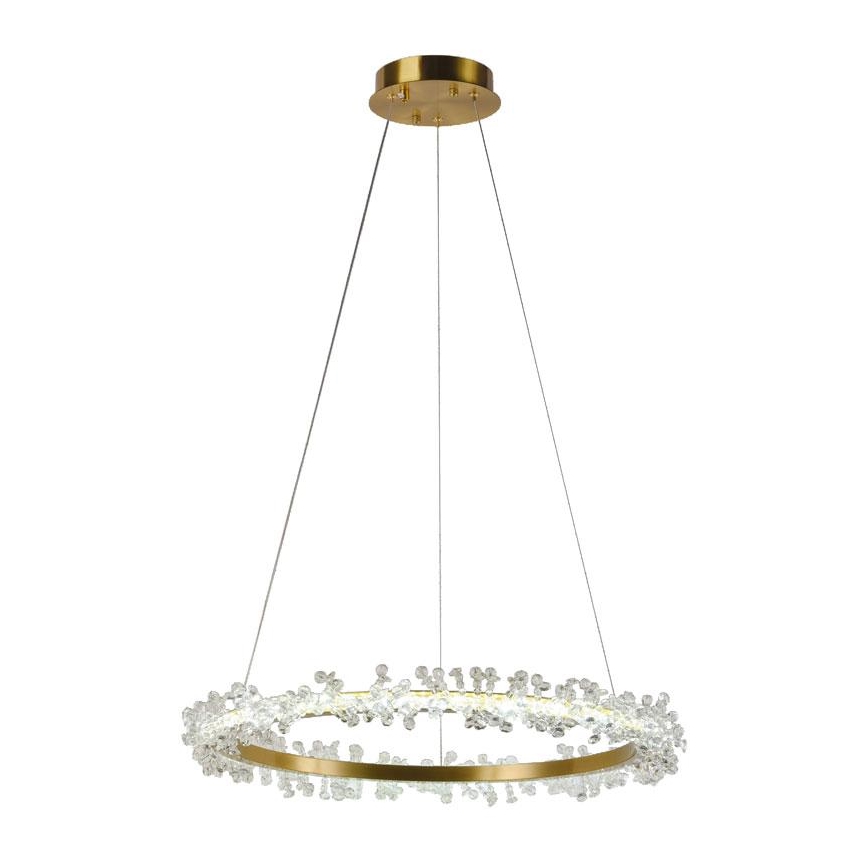 LED Димируем кристален полилей на връв LED/40W/230V 3000-6500K златист + дистанционно управление