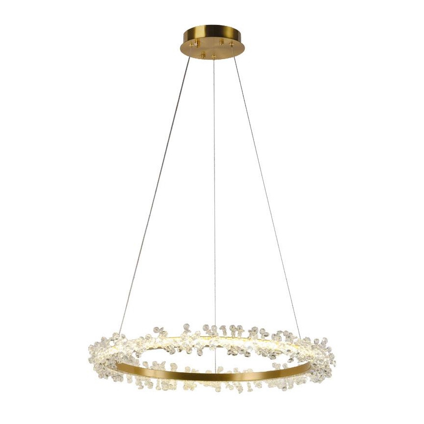LED Димируем кристален полилей на връв LED/40W/230V 3000-6500K златист + дистанционно управление