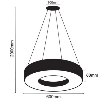 LED Димируем пендел LED/45W/230V 3000-6500K черен + дистанционно управление
