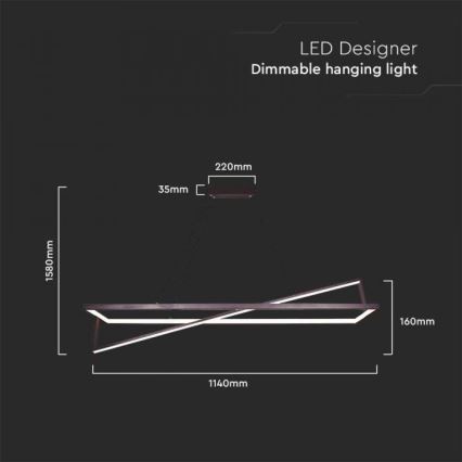 LED Димируем пендел LED/45W/230V 3000K 114 см черен