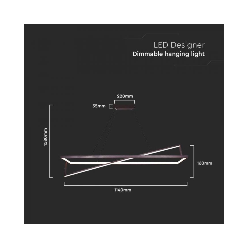 LED Димируем пендел LED/45W/230V 3000K 114 см черен